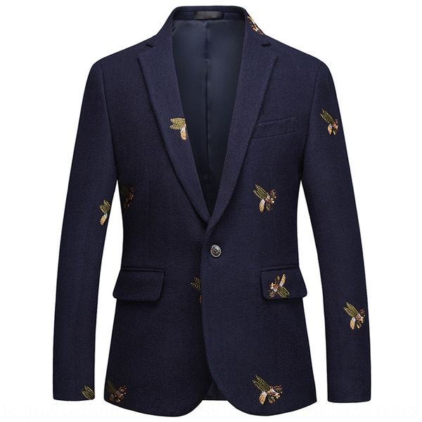 men's wool wool business casual two button small suit woolen bee embroidery korean suit mauf6, Blue
men's wool wool business casual two button small suit woolen bee embroidery korean suit mauf6, Blue