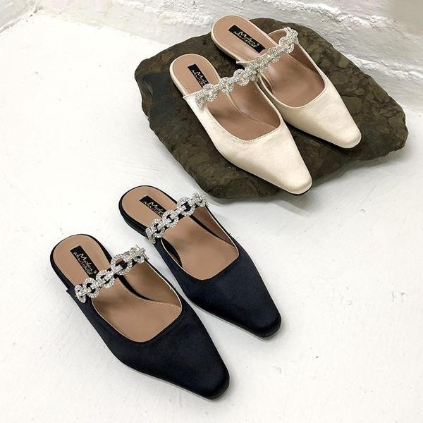 slippers drag sandals women fashion 2021 summer shiny rhinestones pointed toe flats pearl party shoes, Black
slippers drag sandals women fashion 2021 summer shiny rhinestones pointed toe flats pearl party shoes, Black