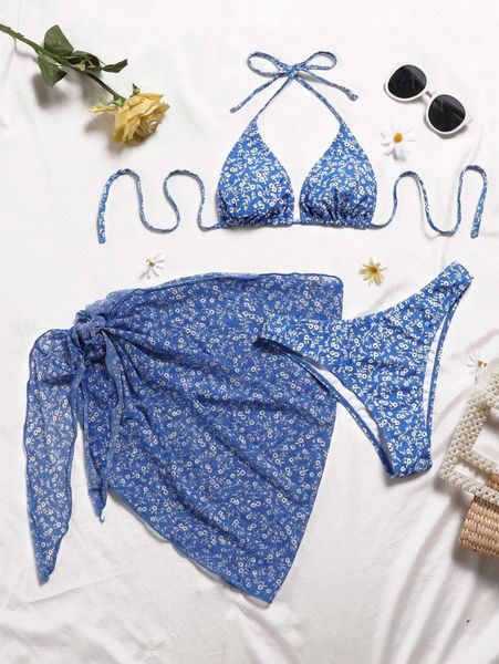 3pack ditsy floral print halter bikini swimsuit & beach skirt c6rl#, White;black
3pack ditsy floral print halter bikini swimsuit & beach skirt c6rl#, White;black