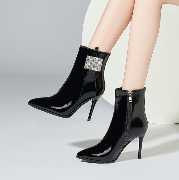 genuine leather crystal women ankle boots autumn winter high heels shoes woman pointed toe casual party basic boots1, Black
genuine leather crystal women ankle boots autumn winter high heels shoes woman pointed toe casual party basic boots1, Black