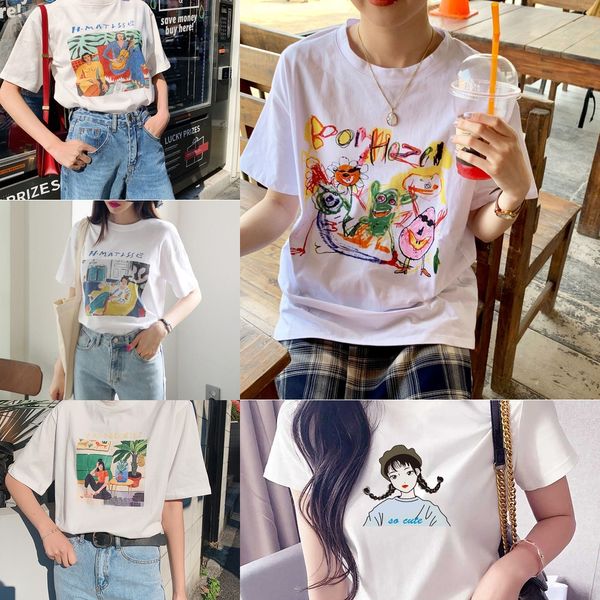 2020 coat t-shirt summer new trendy white round neck short sleeve personalized color printing korean style women's loose t-shirt lvs
2020 coat t-shirt summer new trendy white round neck short sleeve personalized color printing korean style women's loose t-shirt lvs