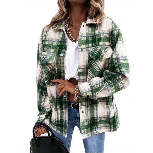 women's blouses & shirts ladies vintage spring autumn pocket oversized plaid shirt women lapel long sleeve street loose blouse female, White
women's blouses & shirts ladies vintage spring autumn pocket oversized plaid shirt women lapel long sleeve street loose blouse female, White