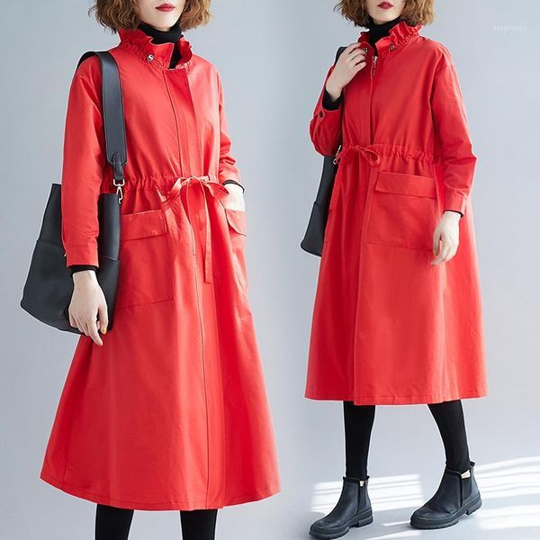 long red women trench coat 2020 autumn new sashes ruffles long-sleeved slim knee-length casual female outwear coat 1, Tan;black
long red women trench coat 2020 autumn new sashes ruffles long-sleeved slim knee-length casual female outwear coat 1, Tan;black