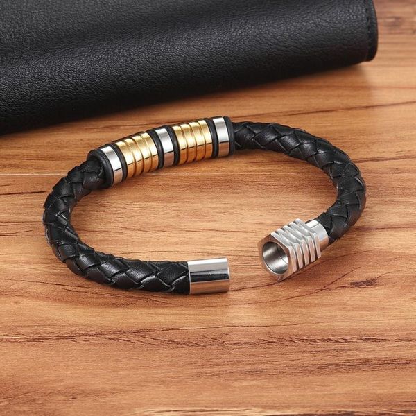 classic hand-woven bracelet personality gift for men stainless steel leather bracelet bangle special birthday party jewelry, Golden;silver
classic hand-woven bracelet personality gift for men stainless steel leather bracelet bangle special birthday party jewelry, Golden;silver