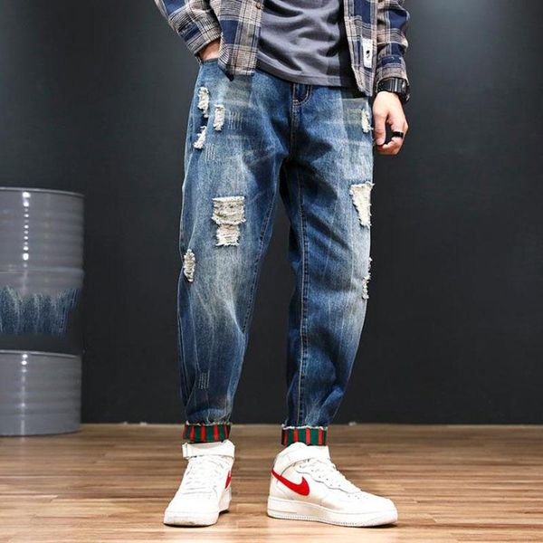 men's jeans 2021 ripped streetwear harem pants fashion hip hop hole loose blue black ankle-length denim trousers plus size 42 48
men's jeans 2021 ripped streetwear harem pants fashion hip hop hole loose blue black ankle-length denim trousers plus size 42 48