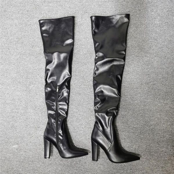 txcnmb new arrival genuine leather boots pleated over the knee boots women high heels thigh high party club shoes, Black
txcnmb new arrival genuine leather boots pleated over the knee boots women high heels thigh high party club shoes, Black