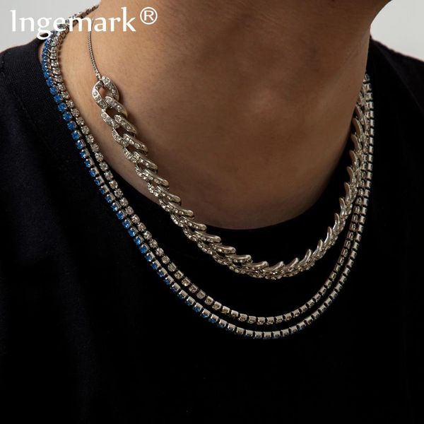 chains 3pcs/set curb cuban iced out paved rhinestones necklace women men goth bling blue crystal chain neck jewelry accessories 2021, Silver
chains 3pcs/set curb cuban iced out paved rhinestones necklace women men goth bling blue crystal chain neck jewelry accessories 2021, Silver