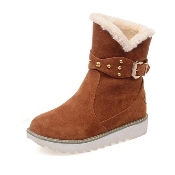 boots winter women's snow plus size casual ankle warm, Black