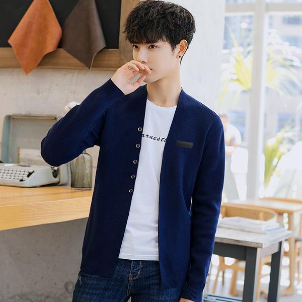 autumn winter men's cotton sweater fashion cardigan solid color long-sleeved sweater1, White;black 
autumn winter men's cotton sweater fashion cardigan solid color long-sleeved sweater1, White;black