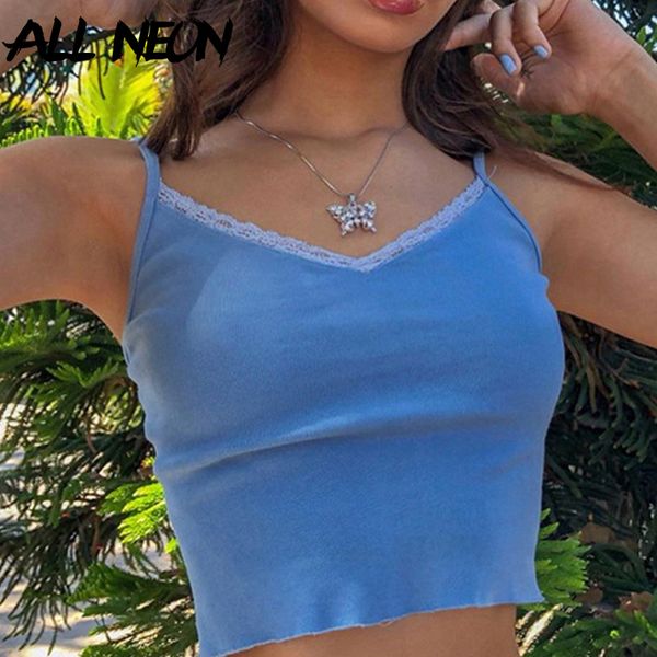 allneon e-girl style spaghetti strap v-neck with lace cropped y2k summer fashion ribbed solid backless blue cami streetwear, White
allneon e-girl style spaghetti strap v-neck with lace cropped y2k summer fashion ribbed solid backless blue cami streetwear, White