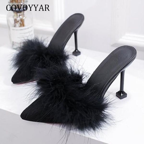 dress shoes covoyyar 2021 spring autumn woman feather thin high heels fur slippers pointed toe mules lady pumps slides whh2011, Black
dress shoes covoyyar 2021 spring autumn woman feather thin high heels fur slippers pointed toe mules lady pumps slides whh2011, Black
