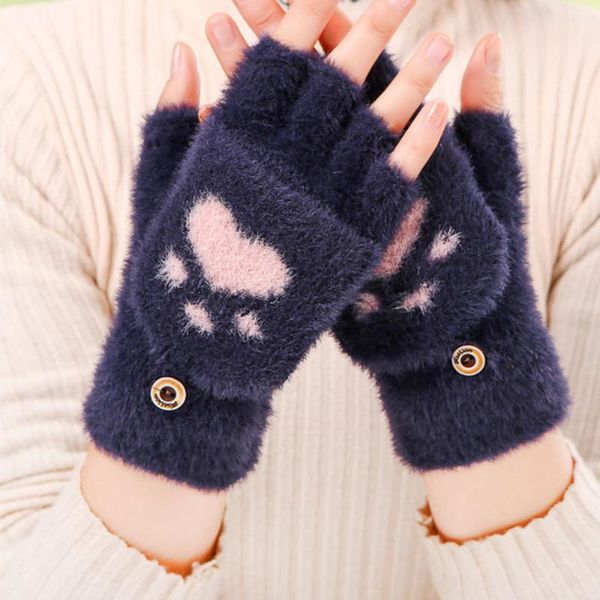 five fingers gloves 1 pair women' winter warm touch screen cute cat claw sensory fingerless knitted fluff outdoor flip cover, Blue;gray
five fingers gloves 1 pair women' winter warm touch screen cute cat claw sensory fingerless knitted fluff outdoor flip cover, Blue;gray