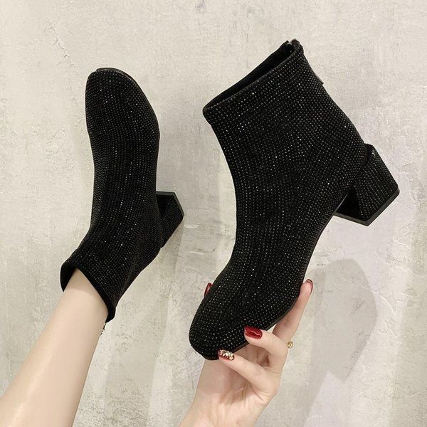 shoes woman flat boots crystal boots-women round toe luxury designer low rhinestone rock 2020 high heel ladies mid calf1, Black
shoes woman flat boots crystal boots-women round toe luxury designer low rhinestone rock 2020 high heel ladies mid calf1, Black