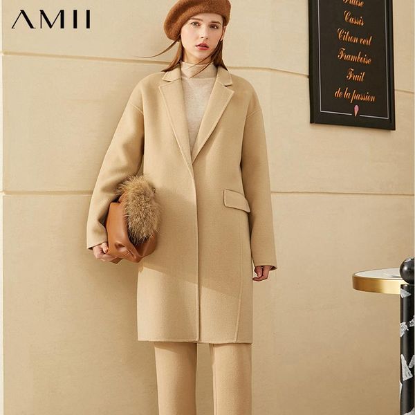 women's wool & blends amii minimalism winter coat women fashion olstyle lapel solid double-sided woolen female jacket 12040503, Black
women's wool & blends amii minimalism winter coat women fashion olstyle lapel solid double-sided woolen female jacket 12040503, Black