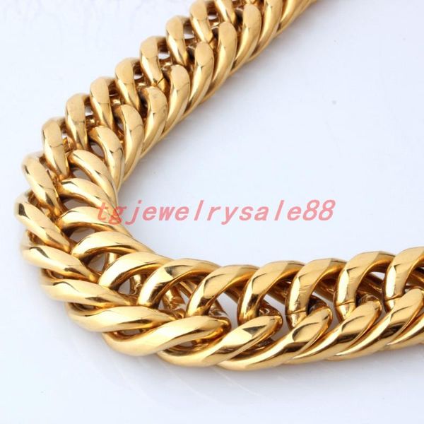 22mm wide stainless steel gold color cuban curb link chain biker men's bracelet or necklace jewelry 8-40inches, Silver
22mm wide stainless steel gold color cuban curb link chain biker men's bracelet or necklace jewelry 8-40inches, Silver