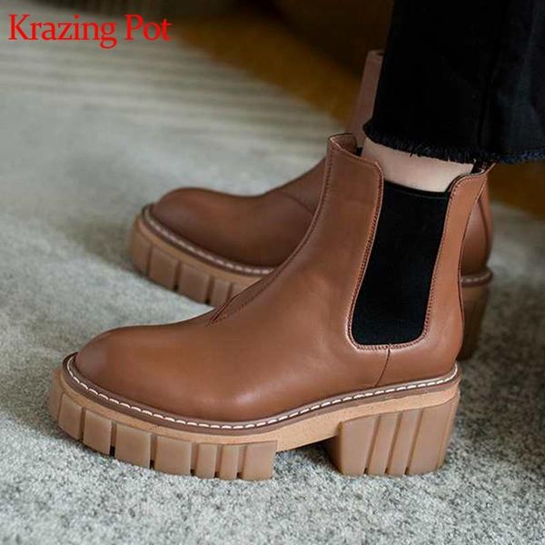 krazing pot 2020 genuine leather high heels non-slip leisure bottom round toe winter slip on high street fashion ankle boots l69, Black
krazing pot 2020 genuine leather high heels non-slip leisure bottom round toe winter slip on high street fashion ankle boots l69, Black