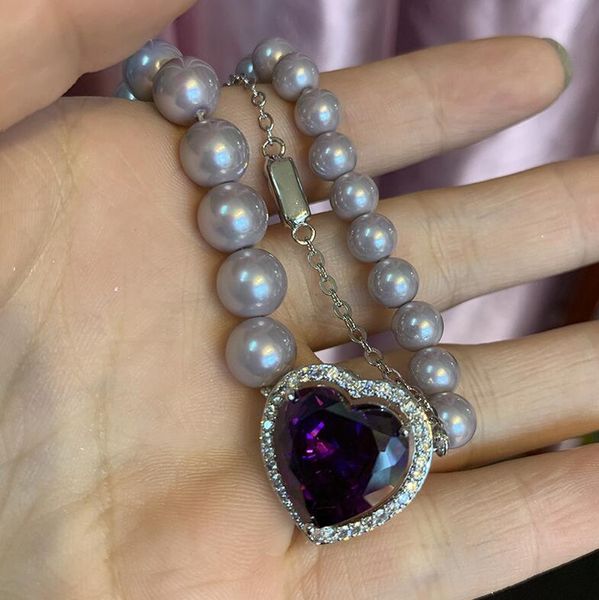 fashion new ladies purple love zircon necklace short chain pearl multilayer necklace gift jewelry clothing accessories, Black
fashion new ladies purple love zircon necklace short chain pearl multilayer necklace gift jewelry clothing accessories, Black
