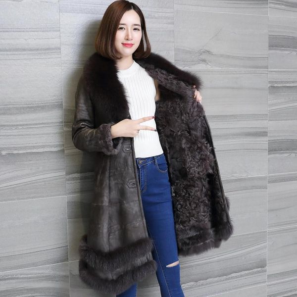women's fur & faux genuine wool fashion coats collar warm female jacket sheep shearing coat casaco zjt507, Black
women's fur & faux genuine wool fashion coats collar warm female jacket sheep shearing coat casaco zjt507, Black
