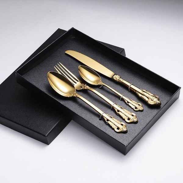 flatware sets set retro cutlery 1/2/6/12/24 pcs 304 stainless steel golden metal knife fork dinner western wedding silverware
flatware sets set retro cutlery 1/2/6/12/24 pcs 304 stainless steel golden metal knife fork dinner western wedding silverware