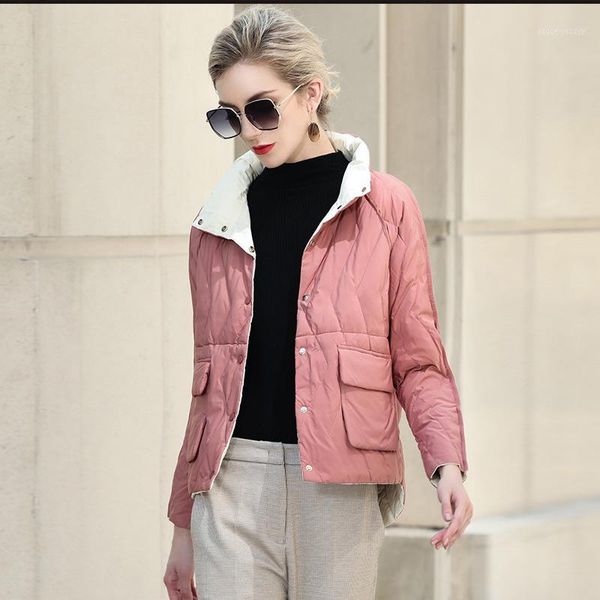 women's down & parkas 2021 autumn winter women double-sided jacket white duck ultra light short coat female single breasted parka1, Black
women's down & parkas 2021 autumn winter women double-sided jacket white duck ultra light short coat female single breasted parka1, Black