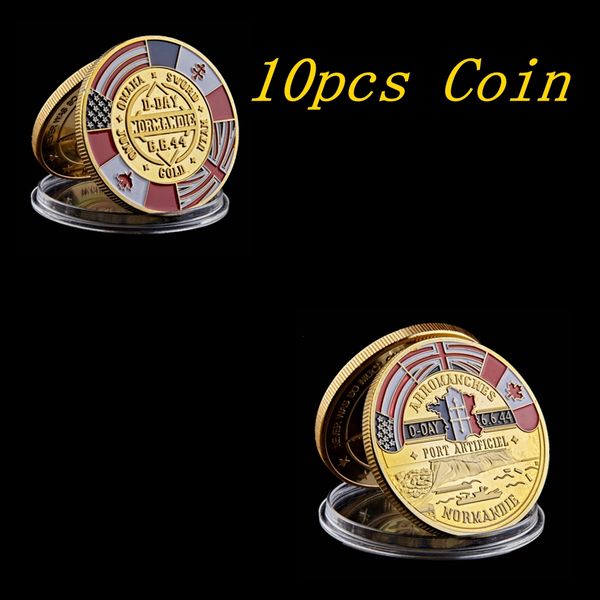 10pcs 24k 70th anniversary craft gold plated souvenir coin arromanches normandie war military challenge badge collectibles
10pcs 24k 70th anniversary craft gold plated souvenir coin arromanches normandie war military challenge badge collectibles
