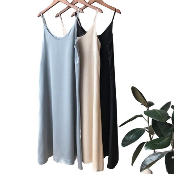 satin summer dress women v-neck spaghetti strap sleeveless boho versatile beach long dress elegant casual vestidos clothes, Black;gray
satin summer dress women v-neck spaghetti strap sleeveless boho versatile beach long dress elegant casual vestidos clothes, Black;gray