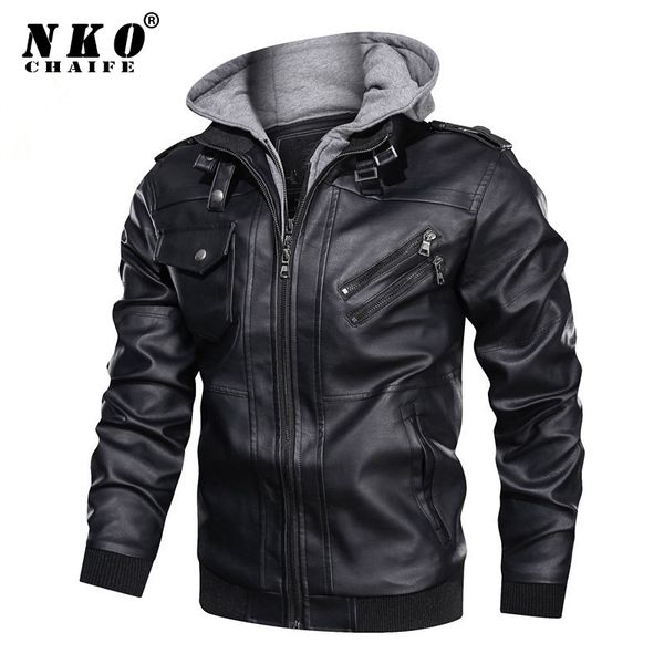 chaifenko brand winter coat fashion hooded motorcycle pu jacket casual biker faux leather jackets men 201114, Black;brown
chaifenko brand winter coat fashion hooded motorcycle pu jacket casual biker faux leather jackets men 201114, Black;brown