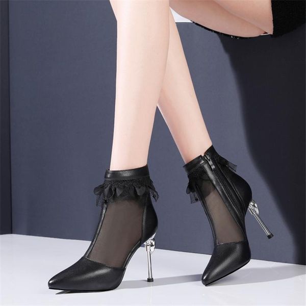 boots leather women ankle for lady shoes woman pointed air mesh short summer party wedding booties, Black
boots leather women ankle for lady shoes woman pointed air mesh short summer party wedding booties, Black