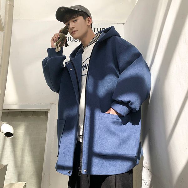 winter hooded woolen coat men medium long loose windbreaker mens zipper pocket overcoat ing, Black
winter hooded woolen coat men medium long loose windbreaker mens zipper pocket overcoat ing, Black
