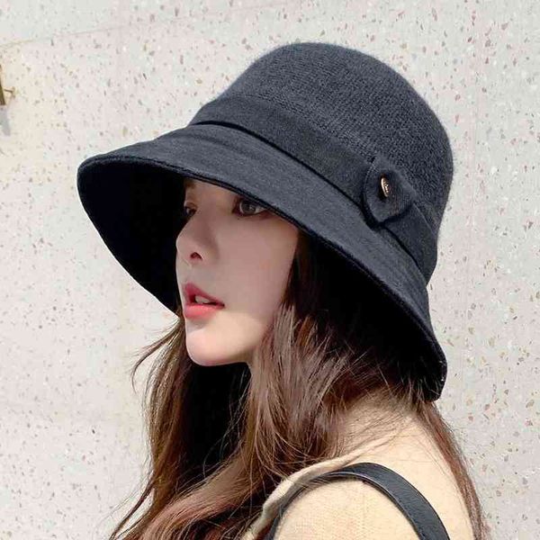 winter and autumn women bucket hats simple style woolen button decoration keep warm outdoor travel with visor female caps w220222, Blue;gray
winter and autumn women bucket hats simple style woolen button decoration keep warm outdoor travel with visor female caps w220222, Blue;gray