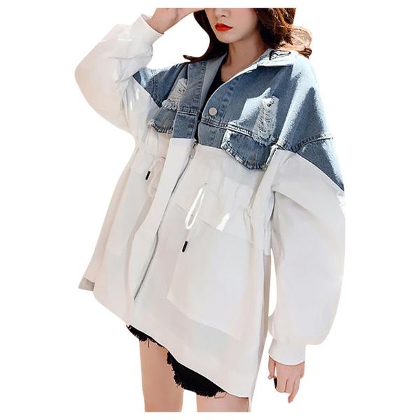 women turn-down collar jean jacket for women loose casual spliced jean pocket outwear coat female outwear denim clothing, Black;brown
women turn-down collar jean jacket for women loose casual spliced jean pocket outwear coat female outwear denim clothing, Black;brown