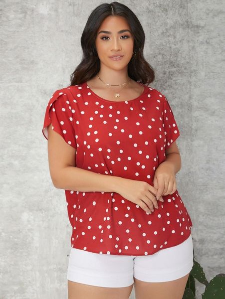 plus wrap detail sleeve polka dot y2et#, Black
plus wrap detail sleeve polka dot y2et#, Black