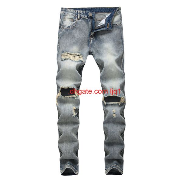 2020 autumn new men's wear pierced jeans straight slim nostalgic cotton men's jeans, Blue
2020 autumn new men's wear pierced jeans straight slim nostalgic cotton men's jeans, Blue