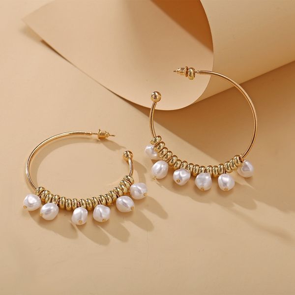 hoop & huggie six-pearl pendant earrings retro temperament fashion big circle dangle drop ear ring lady jewelry, Golden;silver
hoop & huggie six-pearl pendant earrings retro temperament fashion big circle dangle drop ear ring lady jewelry, Golden;silver