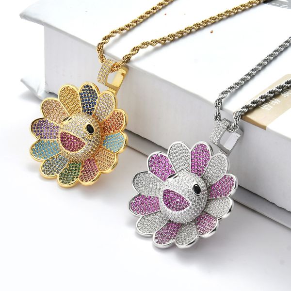 hip hop rainbow color sun flower pendant necklace shiny aaa cubic zirconia stone jewelry for man woman, Silver
hip hop rainbow color sun flower pendant necklace shiny aaa cubic zirconia stone jewelry for man woman, Silver