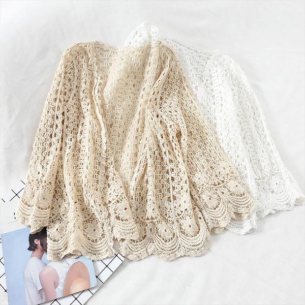 new summer casual loose hollow out knitted cardigans women elegant three quarter open stitch coat sun protection clothing pz1594, White;black
new summer casual loose hollow out knitted cardigans women elegant three quarter open stitch coat sun protection clothing pz1594, White;black