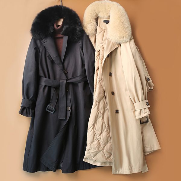 2021 new natural female fox skin parka thicken 90% white down puffer feather jacket with outwear belt rks7, Black
2021 new natural female fox skin parka thicken 90% white down puffer feather jacket with outwear belt rks7, Black