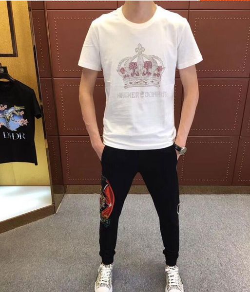 2022 fashion design tee men's black white organic cotton short sleeves rhinestone, White;black
2022 fashion design tee men's black white organic cotton short sleeves rhinestone, White;black