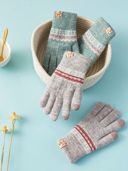 double layer thick woolen for plush warm and simple knitted touch screen gloves winter women, Blue;gray
double layer thick woolen for plush warm and simple knitted touch screen gloves winter women, Blue;gray