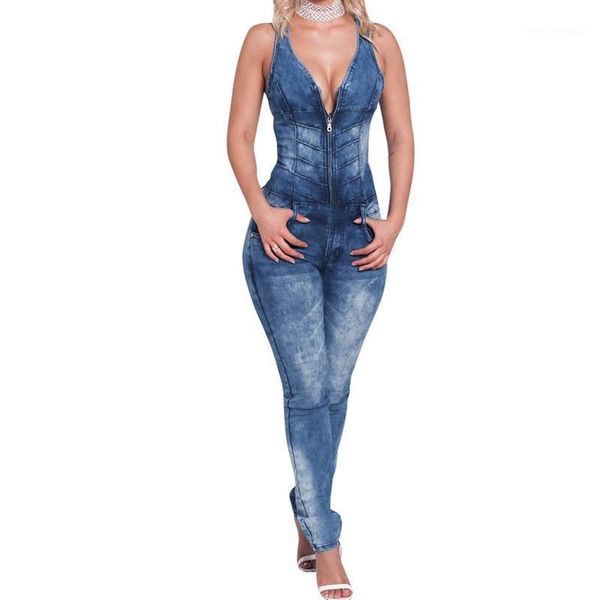 women's jumpsuits & rompers blue denim overalls women low cut zipper v-neck open back sleeveless slim jumpsuit1, Black;white 
women's jumpsuits & rompers blue denim overalls women low cut zipper v-neck open back sleeveless slim jumpsuit1, Black;white