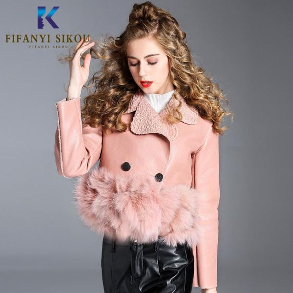 women's leather & faux autumn winter jacket women warm natural fur spliced coat female elegant short jackets outwear, Black
women's leather & faux autumn winter jacket women warm natural fur spliced coat female elegant short jackets outwear, Black