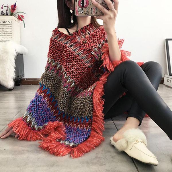 scarves folk-custom striped fringed sweater shawl women long section v neck poncho cape bat sleeve knitted pullover femal, Blue;gray
scarves folk-custom striped fringed sweater shawl women long section v neck poncho cape bat sleeve knitted pullover femal, Blue;gray