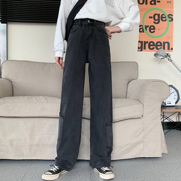 autumn high waist wide leg straight loose leg pockets long denim jeans for women s l xl1, Blue
autumn high waist wide leg straight loose leg pockets long denim jeans for women s l xl1, Blue