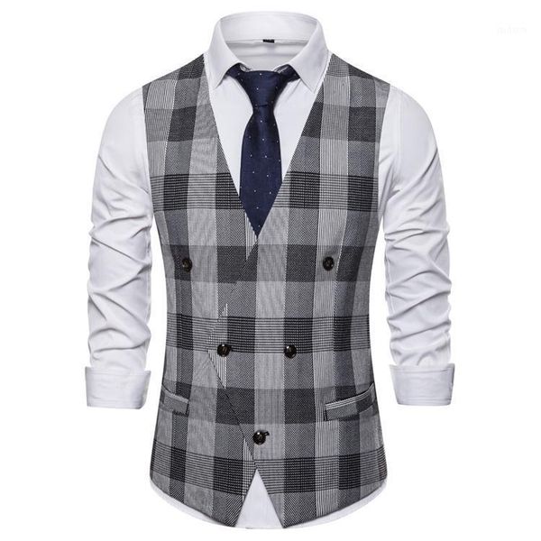 casual plaid men's vest business casual v-neck waistcoats vests for men's clothing suits fashion black white grid new1
casual plaid men's vest business casual v-neck waistcoats vests for men's clothing suits fashion black white grid new1