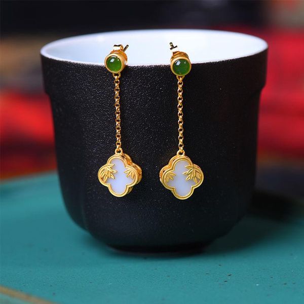natural hetian white jade long plant earrings chinese style retro unique ancient gold craft charm women's silver jewelry
natural hetian white jade long plant earrings chinese style retro unique ancient gold craft charm women's silver jewelry