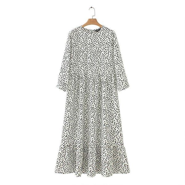 women dots print maxi dress pleated three quarter sleeve female casual straight dresses chic ankle length, Black;gray
women dots print maxi dress pleated three quarter sleeve female casual straight dresses chic ankle length, Black;gray