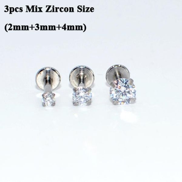 3pcs mix size internally threaded prong round opal zircon labret stud ear tragus cartilage earring lip ring piercing jewelry q jllcas, Silver
3pcs mix size internally threaded prong round opal zircon labret stud ear tragus cartilage earring lip ring piercing jewelry q jllcas, Silver