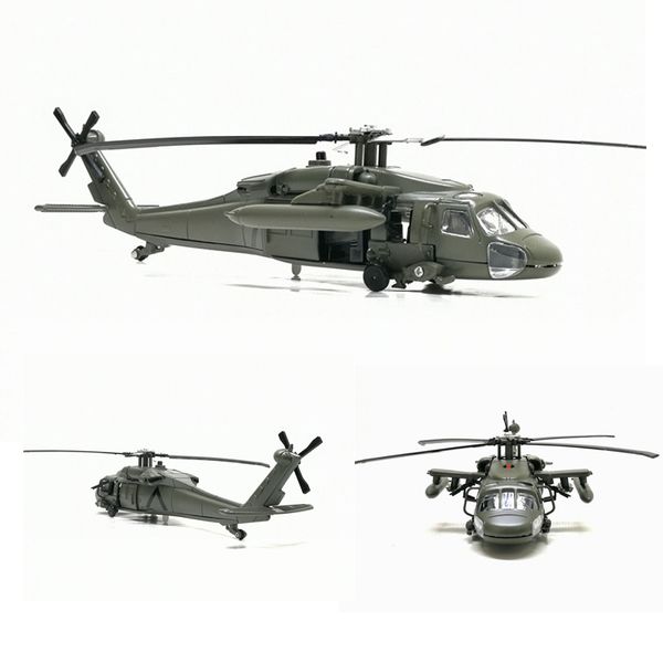 Alloy Diecast Black Hawk Armed Helicopter Fighter Model Sound &light Pull Back For Kids Toys With Box