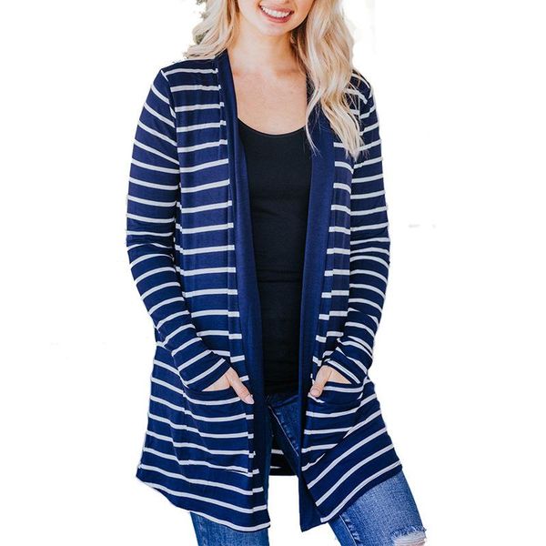 women's blouses & shirts autumn european and american style blouse printed striped mid-length long-sleeved cardigan, White
women's blouses & shirts autumn european and american style blouse printed striped mid-length long-sleeved cardigan, White