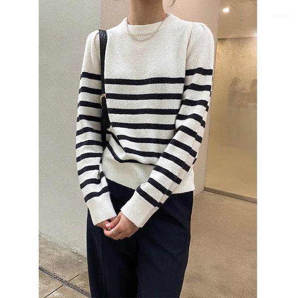 women's sweaters 2021 autumn and winter style loose o-neck long sleeve classics striped casual pollover women basic woolen sweater1, White;black
women's sweaters 2021 autumn and winter style loose o-neck long sleeve classics striped casual pollover women basic woolen sweater1, White;black